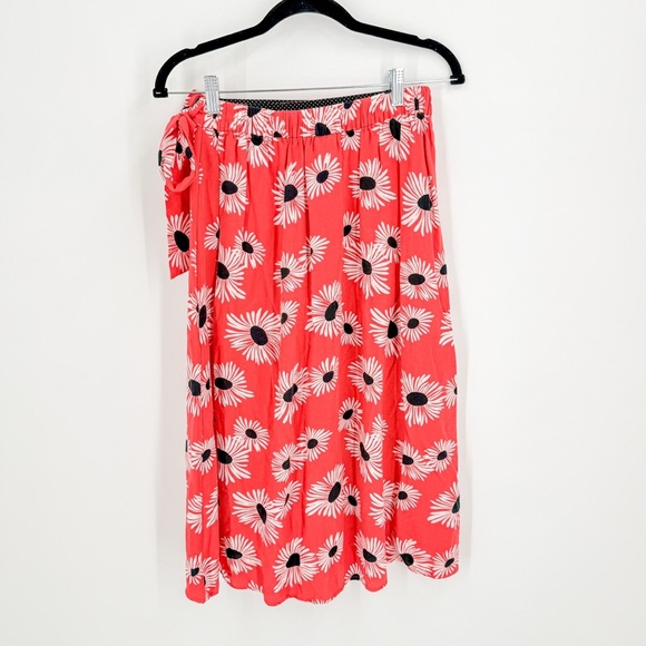 Anthropologie Red Asymmetrical Wrap Midi Skirt - Picture 3 of 10